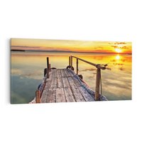 Obraz na płótnie 140x70 - Spokojny pomost nad jeziorem - pomost, jezioro