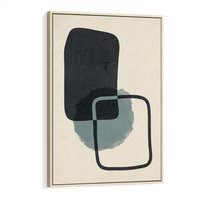 Obraz w ramie 50x70 - Migotliwe Refleksje - abstrakcyjne nieregularne kształty, minimalistyczny plakat - rama drewno