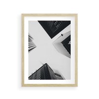 Plakat w ramie 30x40 - Nowoczesna Dynamika - perspektywa, wieżowce - rama drewno