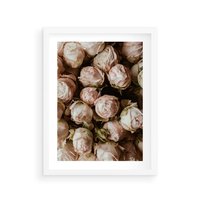 Plakat w ramie 40x50 - Róże i Różowe Kwiaty w Kompozycji - róże, różowe kwiaty - rama biała