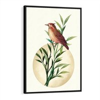 Obraz w ramie 50x70 - Rozkwitająca Delikatność - japońska sztuka, ptak - rama czarna