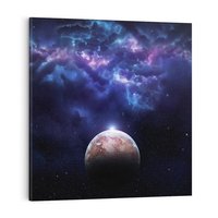 Obraz na płótnie 30x30 - Kosmos - Ziemia i Księżyc - kosmos, ziemia