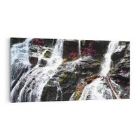 Obraz na płótnie 120x60 - Wodospad wśród majestatycznych gór - wodospad, góry