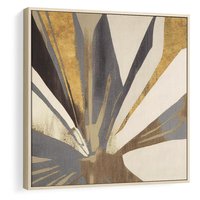 Obraz w ramie 50x50 - Szept roślinnych emocji - olejna abstrakcja, złoto i brąz - rama drewno