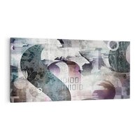 Obraz na płótnie 120x60 - Nocne opowieści w barwach - typografia, abstrakcja