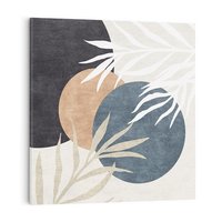 Obraz na płótnie 40x40 - Symfonia skradzionych chwil - cienie liści palmy, beżowe tłó