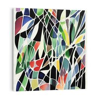 Obraz na płótnie 60x60 - Taniec Plam i Kształtów - abstrakcyjny akwarelowy obraz, plamy