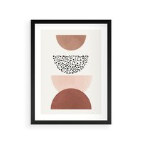 Plakat w ramie 50x70 - Geometryczna Harmonia w Brązach i Beżach - geometryczne kształty, brązy i beże - rama czarna
