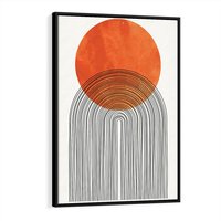 Obraz w ramie 70x100 - Abstrakcyjne Pulsacje - koło, boho styl - rama czarna