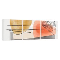 Obraz na płótnie 150x50 - Roślinny Szkic - abstrakcyjne, nieregularne plamy łososiowego koloru