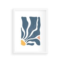 Plakat w ramie 30x40 - Szkice Kwiatowych Promieni - nowoczesna kwiatowa grafika, styl retro - rama biała