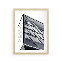 Plakat w ramie 50x70 - Architektura Przyszłości: Czarno-Białe Ujęcie - nowoczesna architektura, czarno białe zdjęcie - rama drewno