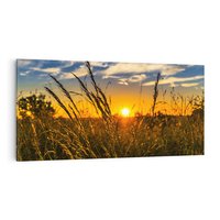 Obraz na płótnie 100x50 - "Zachód Słońca, Łąka - Magiczna Aura - zachód, słońca