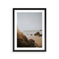Plakat w ramie 50x70 - Magia Wieczornego Spokoju - plaża, zachód - rama czarna