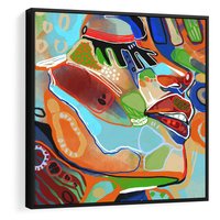 Obraz w ramie 50x50 - Kolorowe Wnętrza Kształtów - abstrakcyjny portret kobiety, twarz - rama czarna