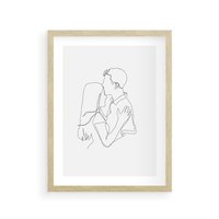 Plakat w ramie 50x70 - Bezgraniczne Przenikanie - para zakochanych, kobieta i mężczyzna - rama drewno