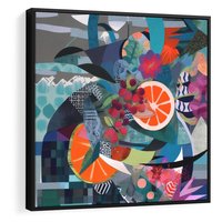 Obraz w ramie 50x50 - Migocące Widoki Harmonii - abstrakcyjny obraz, jak picasso - rama czarna