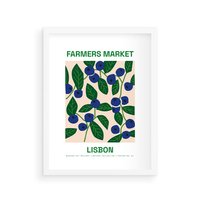 Plakat w ramie 40x50 - Migotliwe Przestrzenie - borówki, jagody - rama biała