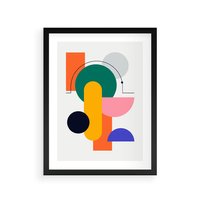 Plakat w ramie 50x70 - Harmonijne Przenikanie Form - nowoczesna sztuka, geometryczna kolorowa grafika - rama czarna