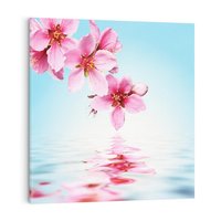 Obraz na płótnie 30x30 - Kwiatowa oaza nad wodą - kwiaty, woda