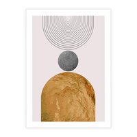 Plakat bez ramy 30x40 - Złote Półkole w Sztuce Geometrii - grafika, złote półkole