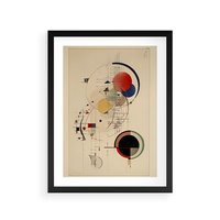 Plakat w ramie 50x70 - Impulsy Wydobyte z Cienia - abstrakcyjna geometryczna kompozycja, koła linie - rama czarna