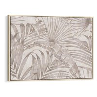 Obraz w ramie 70x50 - Odsłonięte liściowe wspomnienia - monochromatyczne, kolory sepii - rama drewno