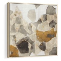 Obraz w ramie 50x50 - Nowoczesne Złoto i Szarość - plamy, złoto - rama drewno