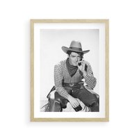 Plakat w ramie 50x70 - Dziki Zachód - retro zdjęcie, czarno białe - rama drewno