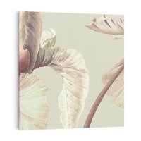 Obraz na płótnie 70x70 - Przenikanie światów barw - kwiaty vintage, tropikalne rośliny