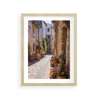 Plakat w ramie 50x70 - Malownicze Zakątki Miasta - uliczka, perspektywa - rama drewno