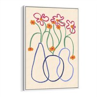 Obraz w ramie 50x70 - Migocące Pastelowe Impresje - minimalistyczny abstrakcyjny obraz, prymitywne kwiatki - rama biała