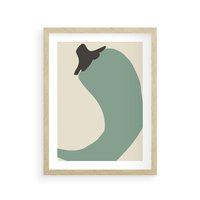 Plakat w ramie 40x50 - Granice Akwareli - abstrakcyjny minimalistyczny obraz, zielona papryczka - rama drewno