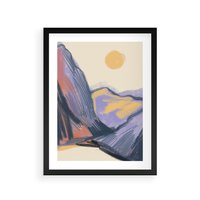 Plakat w ramie 50x70 - Ponad Szczytami - pastelowy krajobraz, nowoczesny plakat - rama czarna