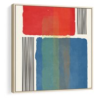 Obraz w ramie 50x50 - Kolorowe Spektrum - kolorowa geometria, prostokąty w intensywnych kształtach i czarne kreski - rama drewno