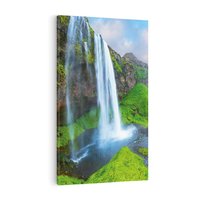 Obraz na płótnie 50x70 - majestat górskiego krajobrazu - wodospad, góry