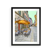Plakat w ramie 50x70 - Kawiarenkowy Szkic - malowany, szkic - rama czarna