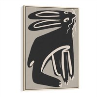 Obraz w ramie 50x70 - Konturujące Struktury - skandynawska sztuka, królik - rama drewno