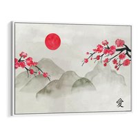 Obraz w ramie 100x70 - Harmonia Japandi - styl japandi, japonia - rama biała