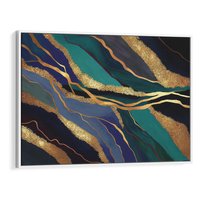 Obraz w ramie 100x70 - Sztorm malarskich emocji - marmur, abstrakcyjna grafika - rama biała