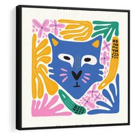 Obraz w ramie 50x50 - Kolorowe Spektrum - abstrakcyjny plakat, niebieski kot - rama czarna