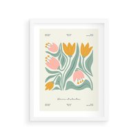 Plakat w ramie 30x40 - Tajemnicza Aura - kwiaty, nowoczesna abstrakcja - rama biała