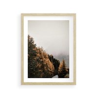 Plakat w ramie 40x50 - Kolorowa Jesień w Górskim Lesie - las, jesień - rama drewno