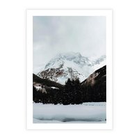 Plakat bez ramy 30x40 - W Cieniu Śnieżnych Szczytów - górski krajobraz, zima
