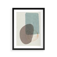 Plakat w ramie 50x70 - Rozkwitające Formy - geometryczne elementy, stonowane ziemiste kolory - rama czarna