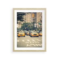Plakat w ramie 30x40 - Miasto Taksówek - taksówki, miasto - rama drewno