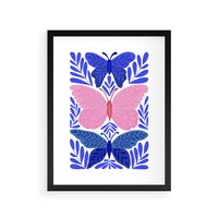 Plakat w ramie 30x40 - Delikatna Symfonia Natury - motyle, rośliny - rama czarna