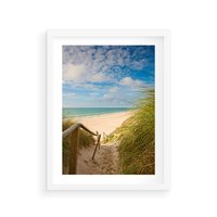 Plakat w ramie 40x50 - Spokojna plaża nad Bałtykiem - plaża, Bałtyk - rama biała
