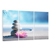 Obraz na płótnie 120x80 - Spokój Kamieni i Kwiatów w SPA - kamienie, piasek