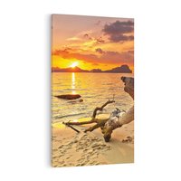Obraz na płótnie 80x120 - Magia zachodu słońca nad morzem - plaża, morze